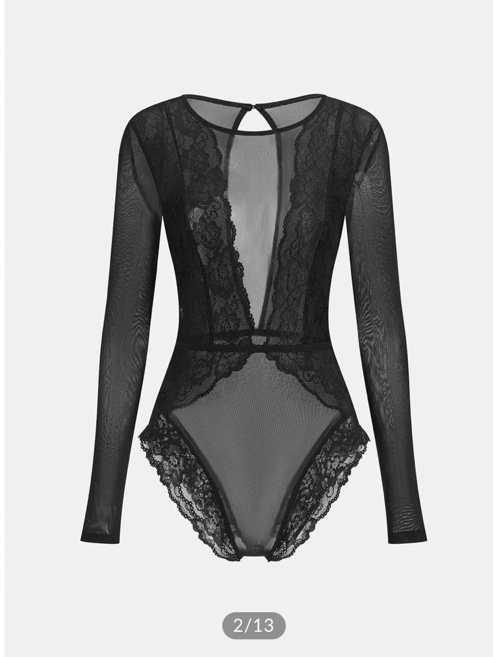 Commense Black Lace Mesh Bodysuit